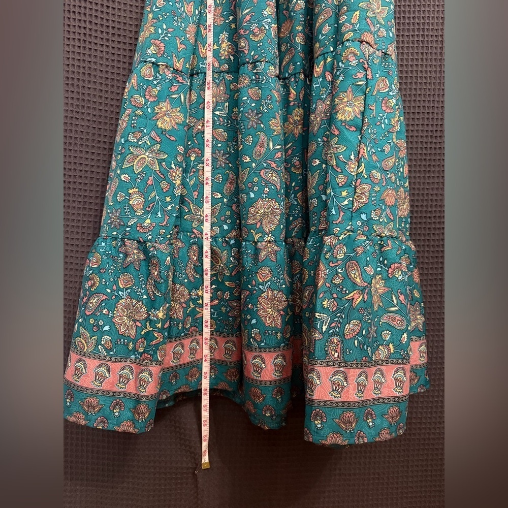 NWT Boemo Floral Maxi Dress Boho Prairie Style Womens S Belted Collared - Picture 4 of 10